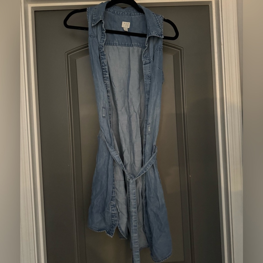 Blue Denim Vest Dress / Shaw